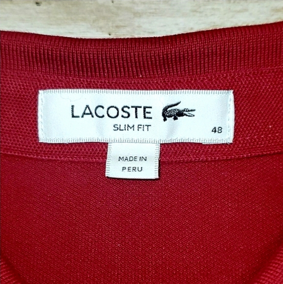 Burgundy Lacoste 1/2 Sleeve Polo - Picture 5 of 8